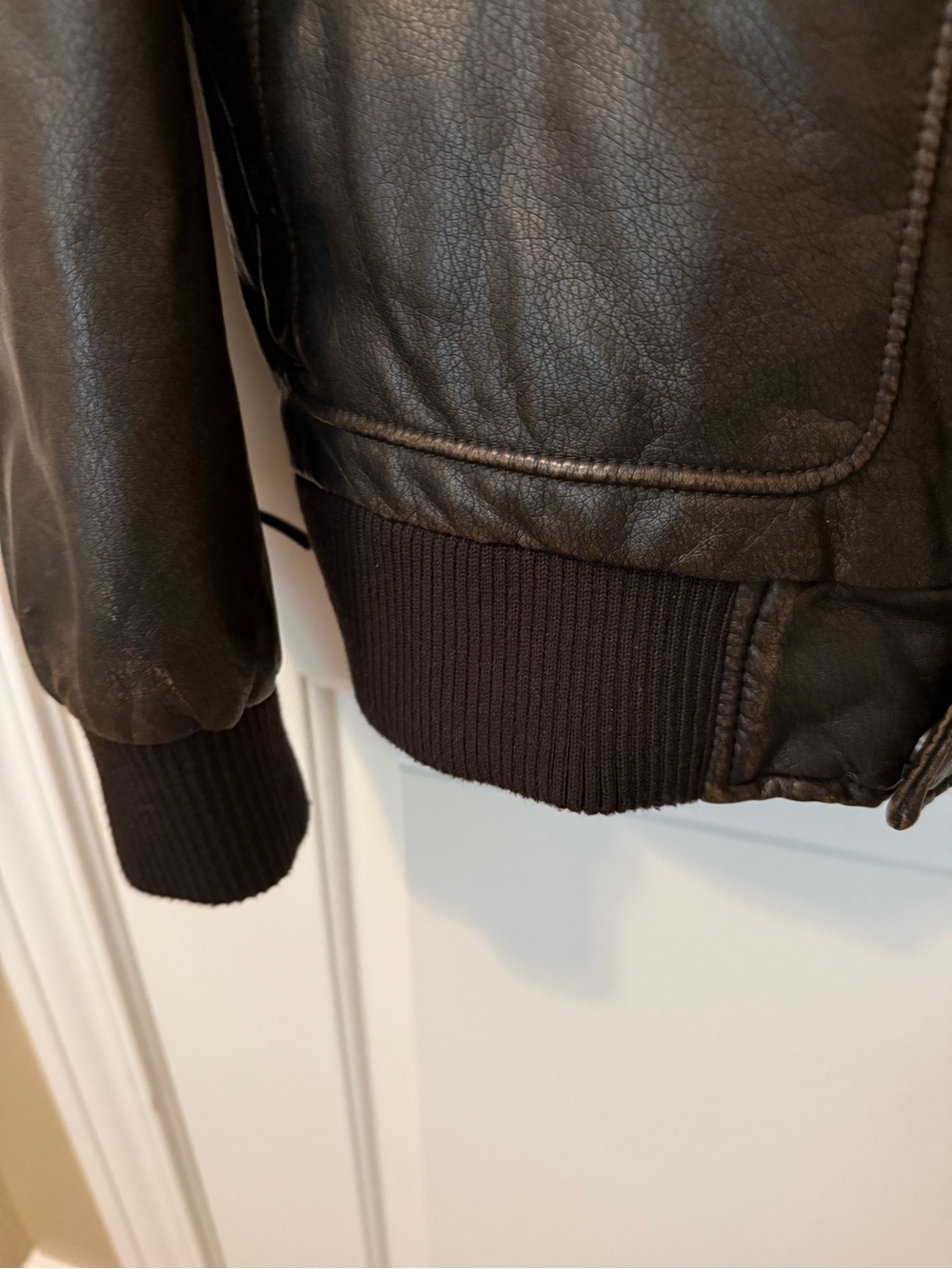 Dockers Dark Brown Faux Leather Bomber Jacket Men’s Medium - Picture 4 of 9